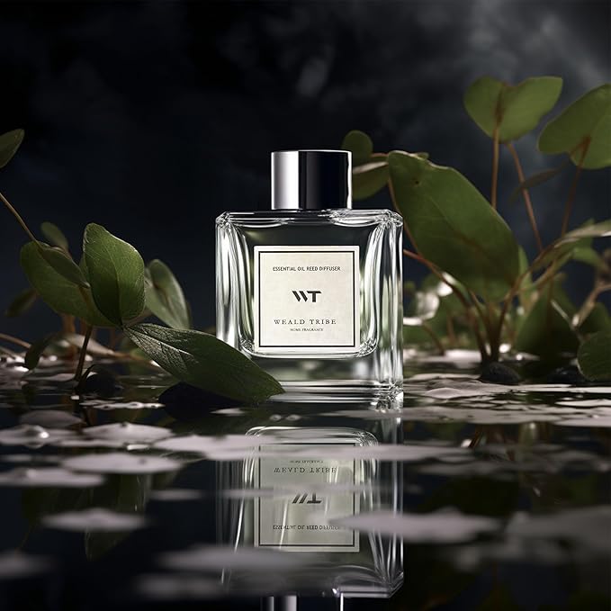 WEALD TRIBE Reed Diffuser Set for Bathroom Air Fresheners with Real Flower, Oil Diffuser Stick | Vanilla Whiskey Scent 5.1 fl oz Home Fragrance with Sticks Defusers | House Bedroom Office Shelf Decor