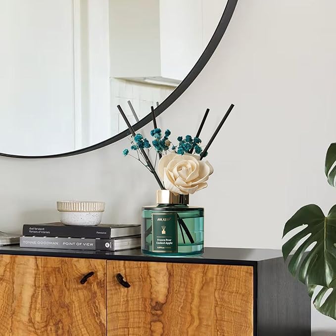 Airkeep Flower Reed Diffusers Set, 5.07 oz Pear/Apple/Berry Scented Oil Diffuser with 8 Reed Sticks, Home Fragrance Diffuser Gift Set for Bathroom & Office Decor 150ml