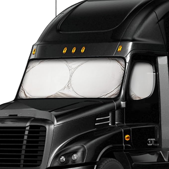 EcoNour Windshield Sun Shade for Semi Truck Windshield | Large Coverage Foldable Front Window Sunshade | Heavy Duty UV & Heat Reflective Sun Visor
