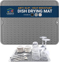 Silicone Dish Drying Mat for Kitchen Counter - Multi-Use 16 x 12 Inch Pad, Non-Slip & Heat-Resistant, Perfect Dish Drainer Mat by Linda’s Essentials, Ideal Kitchen Accessory (Gray)