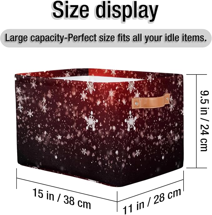 Cube Storage Baskets,Christmas Snowflakes Basket Gifts Empty,Foldable Storage Box Bin,Waterproof Open Shelves Basket Clothing Organizer Toy Bins for Bedroom Home Decor