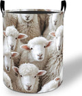 Cute Sheep Laundry Basket Hamper 19.7"x15.8", Farmhouse Foldable Waterproof Oxford Clothes Storage Bucket for Room Bathroom Bedroom Nursery Decor, Toy Organizer Bins Gifts for Kids Boys Girls