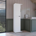 Freestanding Austin Storage Closet in White - Ideal for Organizing Brooms, Cleaning Products, and More with Sturdy Construction