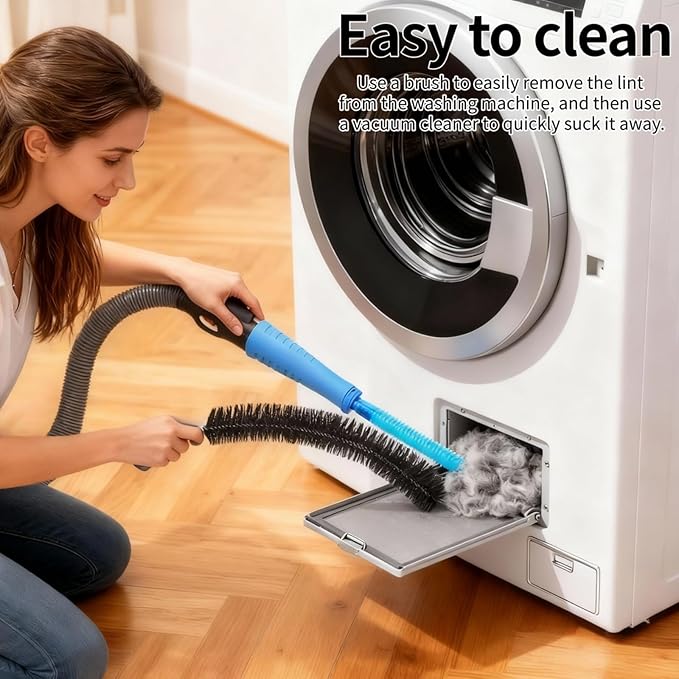Dryer Vent Cleaner Kit - Universal Vacuum Hose Attachment & Lint Brush, Effectively Clean Clogged Dryer Ducts, Fit Most Vacuums for Dryer, Refrigerator Coils & Behind Appliances (Black)