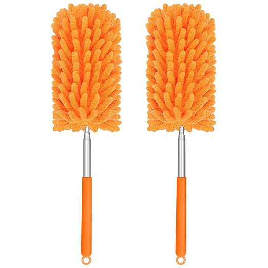 TIMIVO Mini Duster for Cleaning, 360° Bendable Hand Dusters with Extension Pole, Washable Small Duster for Car Interior, Office, Furniture