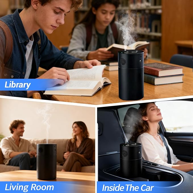 Smart AI Control Waterless Scent Diffuser Starter Kit - Alloy Atomization System, Rechargeable Hotel Scent Diffuser, 1500 Sq Ft Coverage, for Home, Large Room, Spa, Cream (Voice Control)