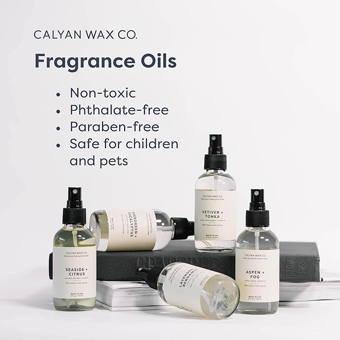 Calyan Wax Co. Evergreen & Eucalyptus Room Spray - Non Toxic Air Freshener - Natural Room Deodorizer with Essential Oils - Air Freshener Spray for Home - 4 fl oz