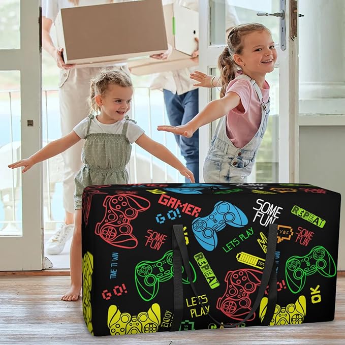 Extra Large Storage Bag with Zipper 54 Gallon Moving Bags Heavy Duty Christmas Tree Storage Bag Packing Bags for Moving, Storage Totes Duffle Bag Waterproof Containers for Organizing (Game Controller)