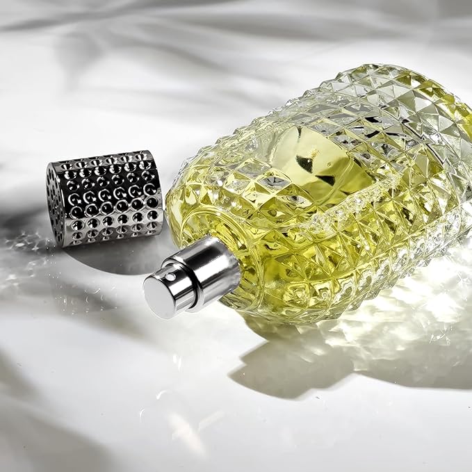 Yerpkefey 100ml/3.4 Oz Glass Spray Bottle Perfume Atomizer,Empty Travel Refillable Perfume Spray Bottle with 3 Kinds of Dispenser (A1)