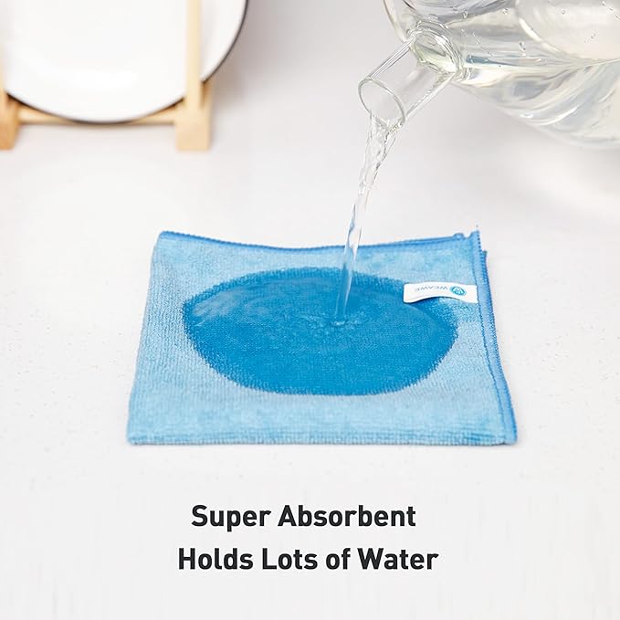 WEAWE Blue Microfiber Cleaning Cloth 13"x13", Ultra Soft Absorbent Microfiber Cleaning Rags for Housekeeping Cleaning Supplies, Lint Free Reusable Cleaning Cloths for House Washable, Pack of 12