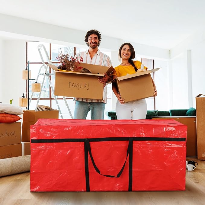 Windyun 4 Pack 168 Gallon Extra Large Moving Bags XXL Heavy Duty Storage Bag with Strong Zipper Handle Jumbo Big Tote Box Foldable for College Dorm Travel Clothes Duffle Blanket Pillow(Red)