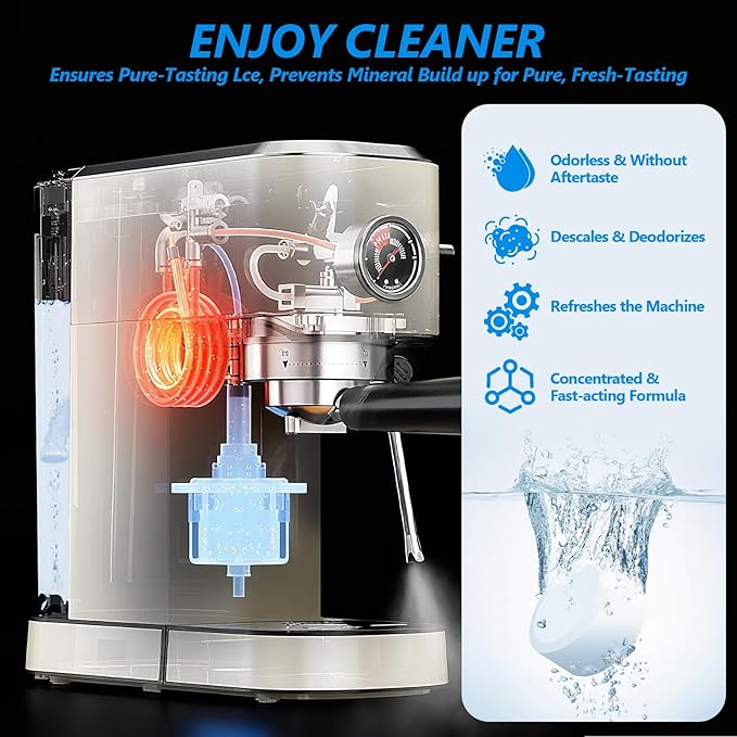 100 Pack Coffee Machine Cleaner Descaler Tablets,Coffee Maker Cleaner for Keurig, Ninja, Breville, Delonghi, Nespresso, Miele,Espresso Machine Cleaning Tabs,Descaling Solution for Coffee Pot Maker