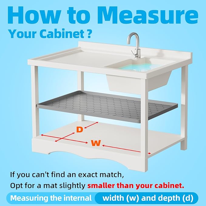 Winisok Silicone Under Sink Mat 31" x 22", kitchen Essentials and Gadgets, Shelf liner and Cabinet Protector, Home Organizers and Storage, Waterproof Bathroom Tray
