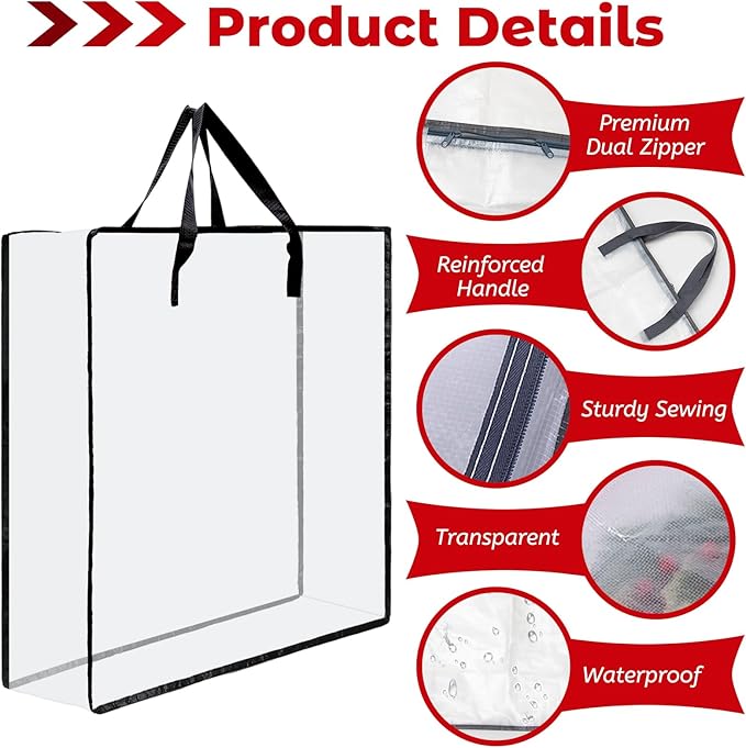 Wreath Storage Bag, 26 Inches Wreath Storage Container Christmas Decoration Garland Container Clear Storage Bags Moving Bag for Wreaths Clothes Gift Pillow Under Bed Storage (White - 5 PACK)