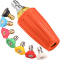 VORIGY 4000 PSI Orange Turbo Nozzle Pressure Washer Tips 1/4" Quick Connect with 7 Power Washer Nozzle Tips Kit Multiple Degrees (0, 15, 25, 40, 65, Rinse1, Soap2) for Car Concrete Brick