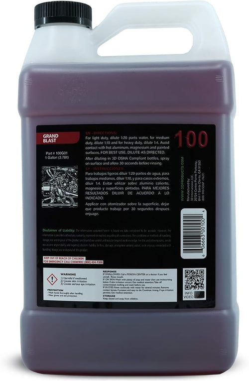 3D Grand Blast Engine Degreaser – Heavy Duty Biodegradable Cleaner for Engines, Wheels, Exhausts & More – Fast-Acting, Non-Staining – Made in USA – 1 Gallon