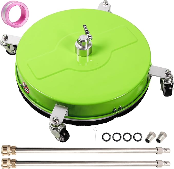 Wexo Palindrog 19" Pressure Washer Surface Cleaner with 4 Wheels, Coated Green Stainless Steel Power Washer Surface Cleaner for Driveway Sidewalk Patio, 1/4" Quick Connector 2 Extension Wand, 4000 PSI