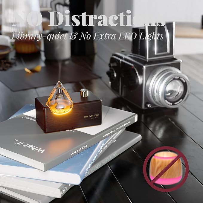 Black Obsidian Glass Essential Oil Diffuser with Handmade Wood Base for Aromatherapy, Retro Waterless Scent Diffuser for Essential Oils, Perfumes, Fragrance Oils, Portable Diffuser Machine, 2026 Model