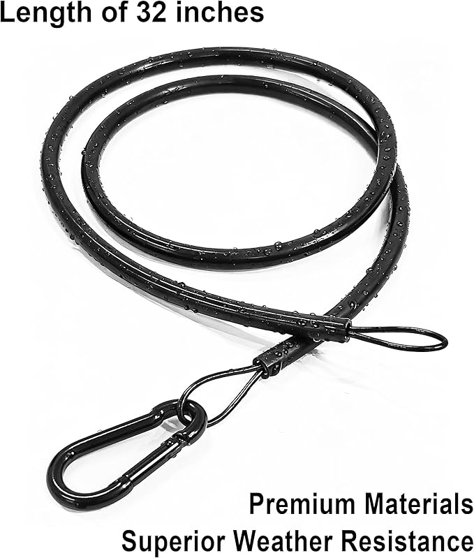 4 Pack Heavy Duty Extension Cord Organizer, Water-Resistant Perfect for Outdoor, Storage Straps for Tool, Hose, Rope, Cable Wrap Loops for Shed, RV and Garage Organization, Black 32in