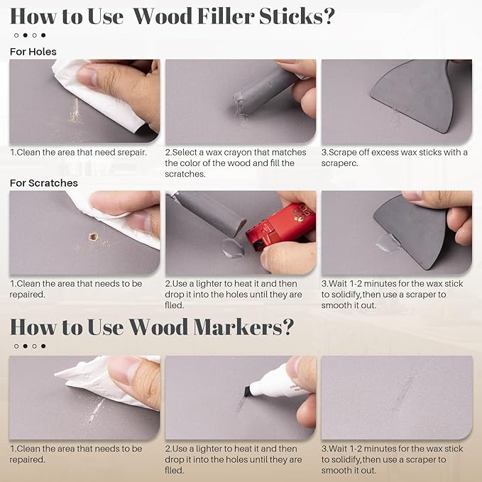 Wood Filler Sticks Set of 21 - Furniture Repair Kit for Scratches, Cracks, Nail Holes and Scuffs, Wood Wax Crayons Furniture Markers for Repairing Furniture, Floors, Tables, Cabinets, Doors and Desks