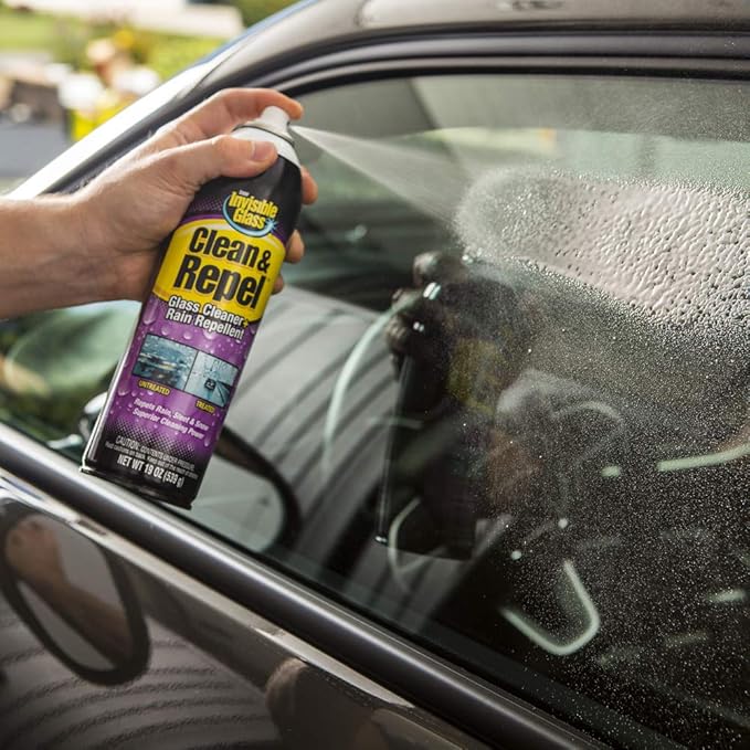 Invisible Glass 91184-6PK Clean & Repel – Aerosol Glass Cleaner and Rain Repellent, Cleans Exterior Windshields, Repels Rain, Sleet, Snow, Improves Wet Weather Driving Visibility – 19 oz (Pack of 6)