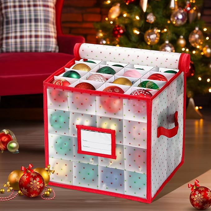 Christmas Tree Ball Organizer Ornament Storage Containers，Ornament Storage Box Hard Plastic Containers That Store Up To 64 Holiday Ornaments