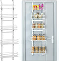 Purdaz Adjustable 5-Tier Over the Door Pantry Organizer, Spice Rack, Narrow Hanging Shelf for Kitchen Storage and Organization (White)