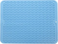 MicoYang Silicone Dish Drying Mat for Multiple Usage,Easy clean,Eco-friendly,Heat-resistant Silicone Mat for Kitchen Counter or Sink,Refrigerator or drawer liner Light Blue L 16 inches x 12 inches