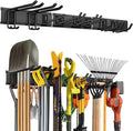 48-Inch Garage Storage Tool Organizer with 8 Hooks - Heavy Duty Metal Rack for Garage Organization, Garden Tool Organizer - Wall Mounted Tool Hanger for Shovels, Ladders, Lawn Tools