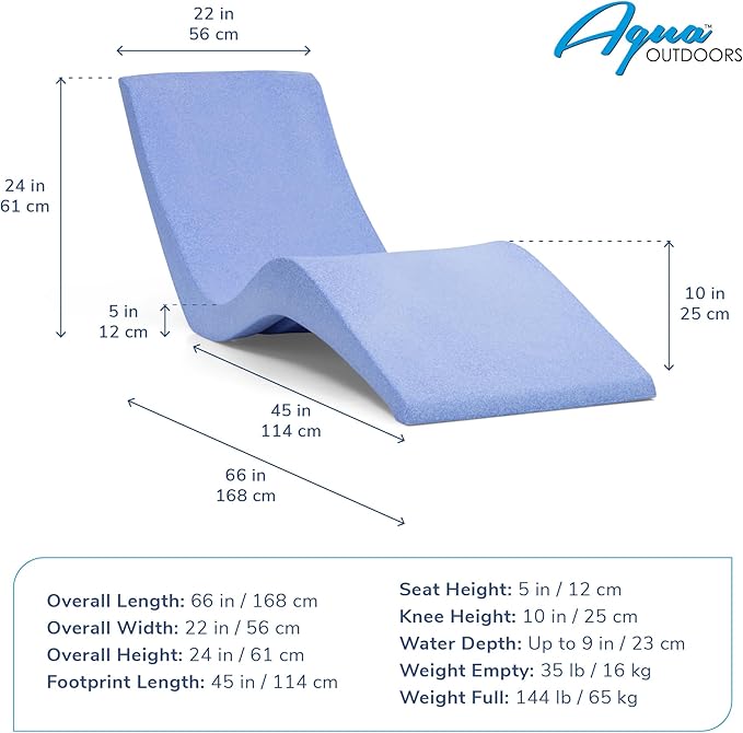 Aqua Outdoors - in-Pool Chaise Lounger - Pool & Sun Shelf Lounge Chair - Designed for Water Depths Up to 9” - Compatible with All Types - Poolside & Sun Deck Tanning - Set of 2 - Gray Granite