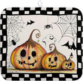 Wnoesat Halloween Kitchen Drying Mats for Dishes 16x18 In Orange Pumpkin Ghost Dish Drying Mat Black Bat Spiders Web Buffalo Plaid Dish Rack Mat Absorbent Microfiber Drying Pad for Kitchen Counter