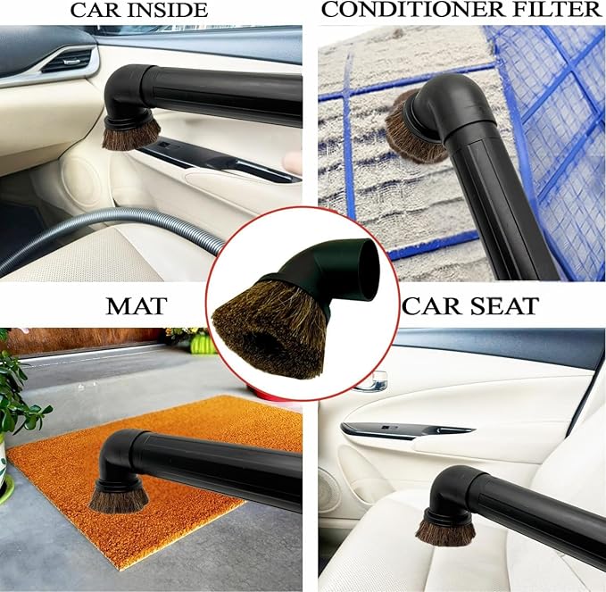 GHAMADE Vacuum Accessories & Attachments for Shop Vac 2-1/2'' - Vacuum Dust Brush & Extension Wand Compatible with Vacuums Using 2-1/4'' Inner Diameter Accessories (Horsehair, 2-1/4'')