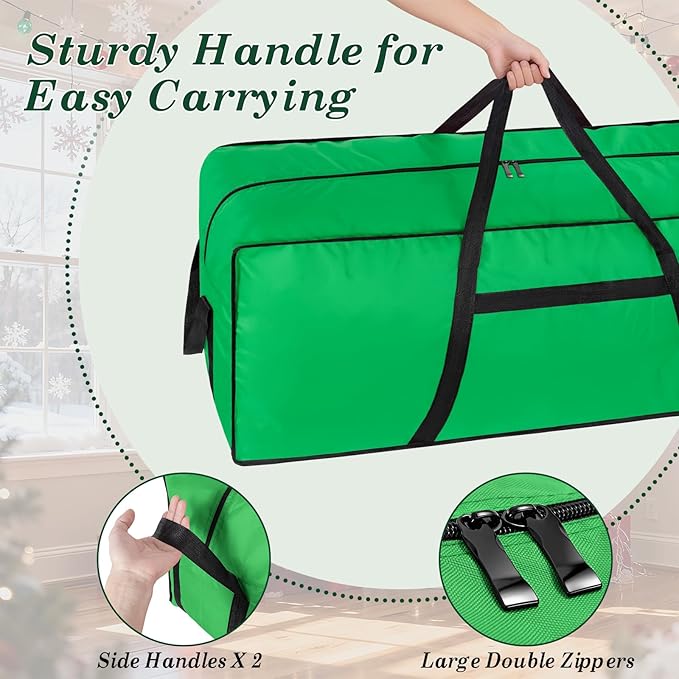 7.5 ft Christmas Tree Storage Bag, Heavy Duty Christmas Tree Bag with Reinforced Handles and Dual Zippers Wide Opening, Large Capacity fits for Artificial Christmas Tree (Green, 7.5ft)