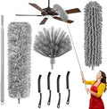 MimAuto 100-inch Duster with Extension Pole, 8-in-1 Cobweb Duster Kit Includes Chenille Head & Retractable Gap Cleaner, Spider Web Brush for High Ceiling, Fan, Car, and Home Cleaning