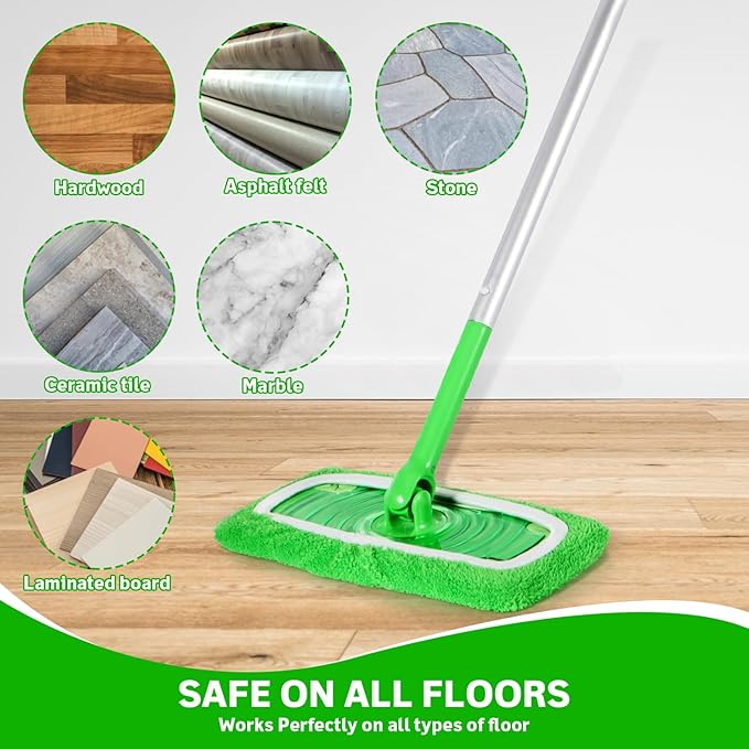 ZEHRAI 6 Pack Reusable Microfiber Mop Pads Compatible with Swiffer Sweeper Mop, Dry Sweeping Cloths & Wet Mopping Cloths, Washable Wet Pads Refill for Hardwood Surface Floor Cleaning
