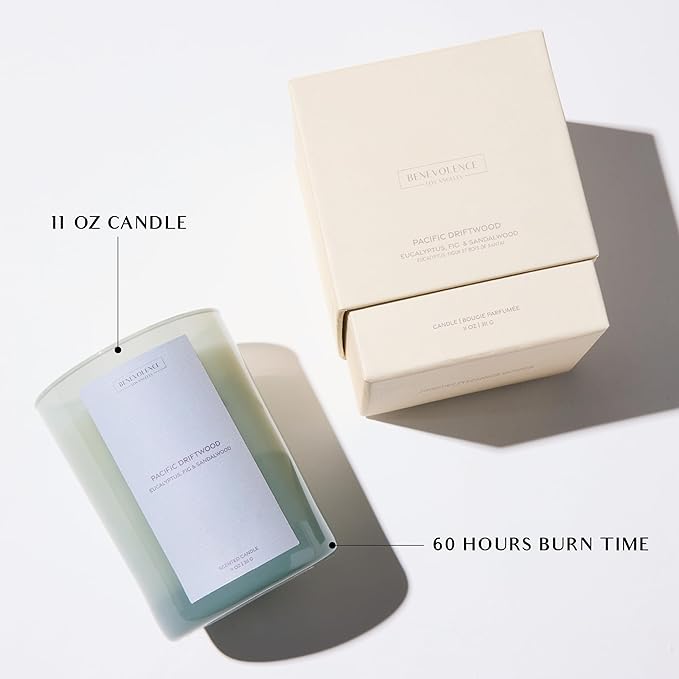 Benevolence LA Pacific Driftwood Gift Box | Candle, Room Spray & Reed Diffuser | Eucalyptus, Fig & Sandalwood | Coastal Home Fragrance | Ready for Gifting | Gift Set for Women