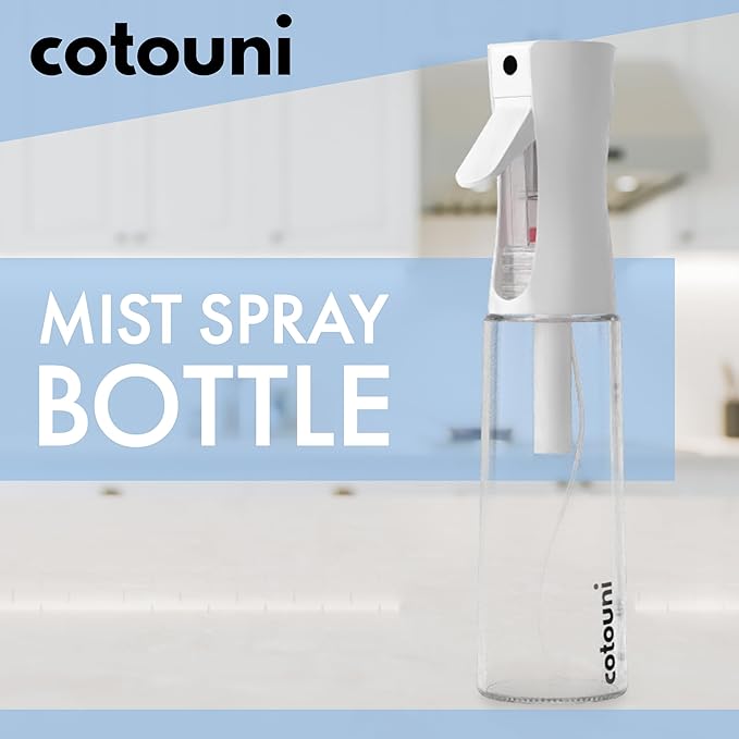 Cotouni Continuous Spray Bottle for Hair Care, Hydrating Skin Care | Plant Mister or Squirt Bottle for Ironing and Cleaning, 10.1 fl oz/300 mL Clear Glass, 9.8"(H) x 2.08"(W)