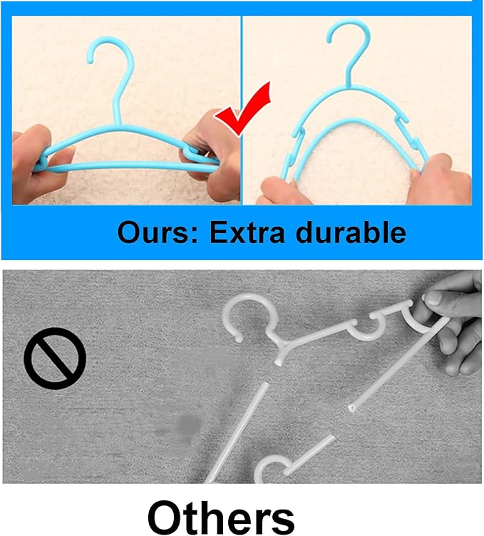 YYaaloa Kids Hangers - 10 Pack White Plastic Baby & Toddler Hangers, Very Durable, Space Saving for 1inch Closet Rod