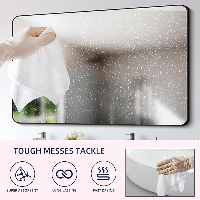 & PLUSH Microfiber Cleaning Cloth Roll - 70 Pack, Tear Away Microfiber Towels, 12" x 12", Reusable, Washable, Streak Free, Ultra Absorbent Dish Rags for Car, Home, Garage or Shop (Blue and White)