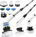 Electric Spin Scrubber Upgraded Battery with Extra-Long Runtime, IPX7 Waterproof Power Cleaner with 7 Brush Heads, 2 Speeds Adjustable Long Handle for Bathroom, Floor, Shower, Tile & Kitchen Cleaning