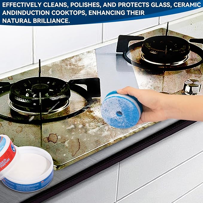 Jiffine Cooktop Cleaner Paste,the Pink Of Stuff, Miracle All Purpose Cleaning Paste,Easily Remove Burned-On Food, Grease and Watermarks, Leaving Your Glass Cook Top Sparkling 10 oz