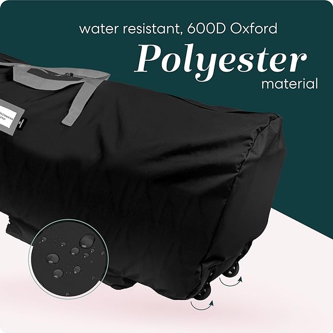 Handy Laundry - Rolling Tree Storage Bag - For 7.5-Foot Artificial Christmas Holiday Tree Zippered Bag, Carry Handles and Wheels for Easy Transport - Protects Dust, Insects, and Moisture (Black)