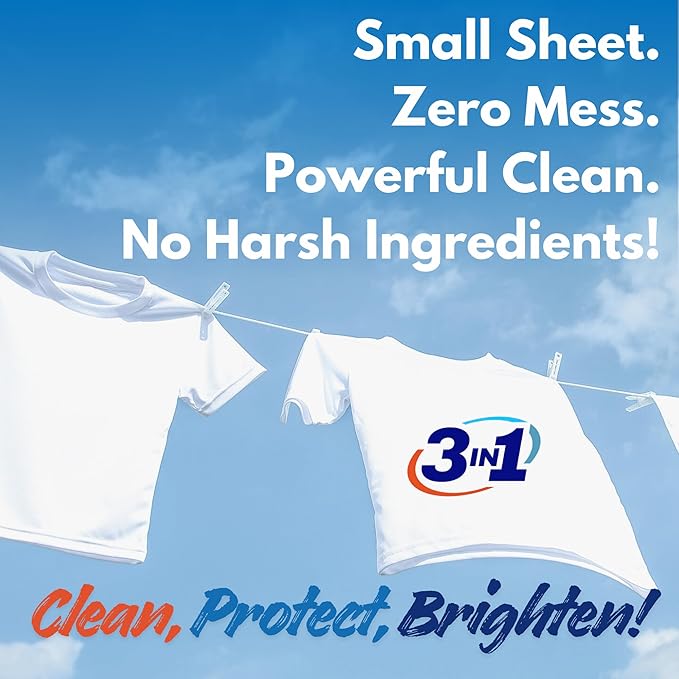 Laundry Detergent Sheets Fresh Linen Scent - 60 Loads Eco Liquidless Soap - Travel-Friendly for Hot & Cold Cycles, Tackles Tough Stains & Odors - Gentle on Skin, 30 Sheets