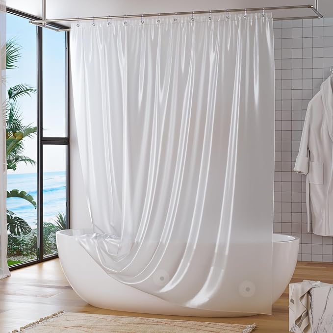 Titanker Plastic Shower Curtain Liner 72 x 72 Frosted Shower Liner Waterproof Lightweight Cute Shower Curtains for Bathroom with Magnets and Rustproof Grommets