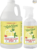 Rebel Green Sparkling Glass Spray - Streak-Free Natural Glass Cleaner for Windows, Mirrors, and Surfaces - Peppermint & Lemon Scent - 80 oz - 2 Pack