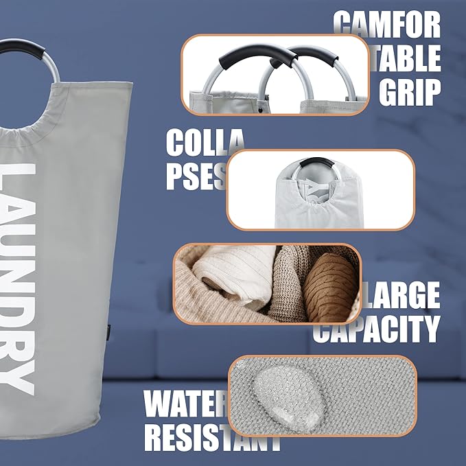 Caroeas 90L Laundry Basket (13 Colors), Waterproof Laundry Hamper, Laundry Bag with Padded Handles, Clothes Hamper, Collapsible Laundry Basket Easy Storage