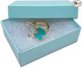 TheDisplayGuys - 25-Pack #32 Cotton Filled Cardboard Paper Jewelry Boxes Gift Case - Pearl Teal (3.3" x 2.3" x 1.0") - for Shipping or Storage