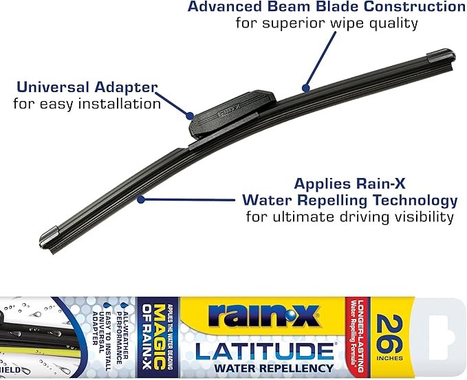 Rain-X Latitude 2-in-1 Wiper Blades, 26 Inch | Pack of 2 | Water Repellency Formula | Automotive Replacement