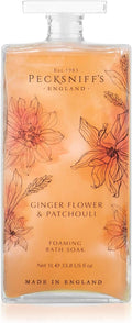 Pecksniff’s GingerFlower & Patchouli Foaming Bath Soak – Luxury Bubble Bath, 1L / 33.8 fl oz, Made in England
