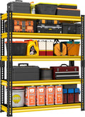 SDXYSTCE 48" W Garage Storage Shelves Heavy Duty, 2800LBS Loads Adjustable Garage Shelving, 5-Tier Metal Shelving Units and Storage Racks, Industrial Utility Shelf,48''Wx18''Dx78''H, Yellow